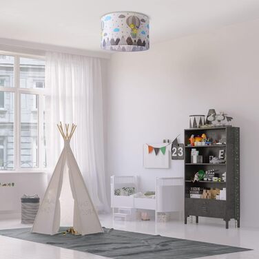Paco Home Pendant Light Children's Room Ceiling Lamp Chandelier Baby Room Pendant Light Various Motifs Boys Girls E27, Color: Design 6 (Ø45.5 cm), Lamp Type___Color: Ceiling Light - White