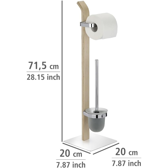 Набір для туалету WENKO Samona Nature з дерева та хромованими акцентами: тримач туалетного паперу та щітка для унітазу