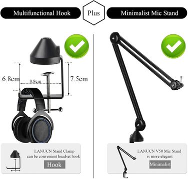 Підставка для мікрофона Mikrofon Arm V50 2-го покоління: анти-вібраційна кріплення для Yeti Snowball та інших мікрофонів