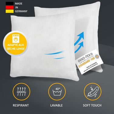 LILENO HOME Набір 6 подушок 40x40 см для алергіків, поліестер, для дивана, софи, коктейльних та головних подушок, внутрішня подушка, прати при 40°C