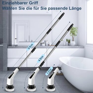 Електрична щітка для прибирання бездротова з 9 змінних насадок, 2 швидкості. Електричний очищувач ванни з регульованою ручкою для ванної, кухні, авто, підлоги