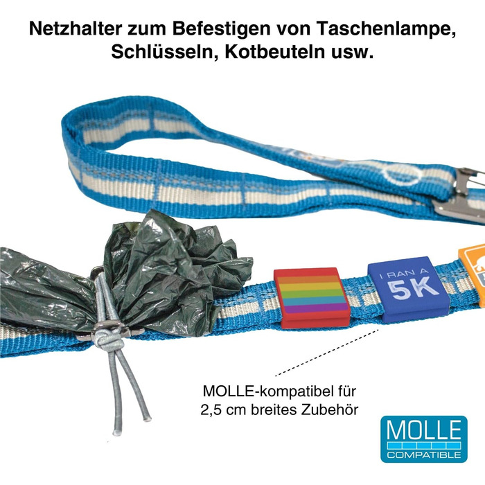 Поводок для собак Kurgo RSG з швидкою застібкою та світловідбиваючими смугами, зменшує тиск на шию, блакитний/сірий, універсальний розмір