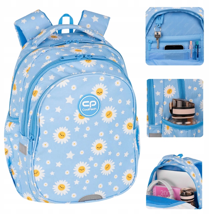 Шкільний багатокамерний рюкзак CoolPack (білий, синій, жовтий), 21 л