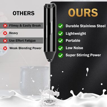 Електричний піногасник для кави TonJin: матча, лате, капучино, фраппе, шоколад. Нержавіюча сталь 304, чорний