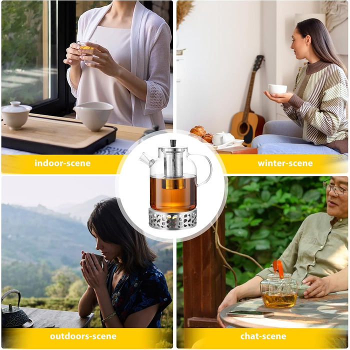 Скляна чайниця 1,8L з ситечком та підставкою – Borosilikatglas, для листового чаю та пакетиків, миється в посудомийній машині