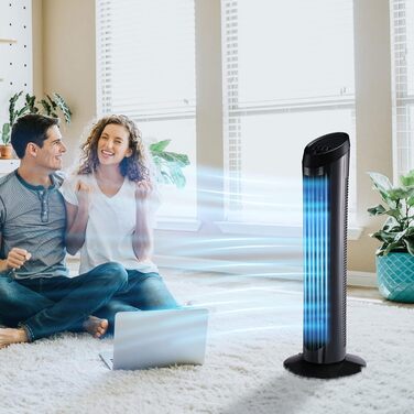 Турбовентилятор HOMCOM 45W з осциляцією, 3 швидкості, ABS, чорний, Ø27 x 75 см