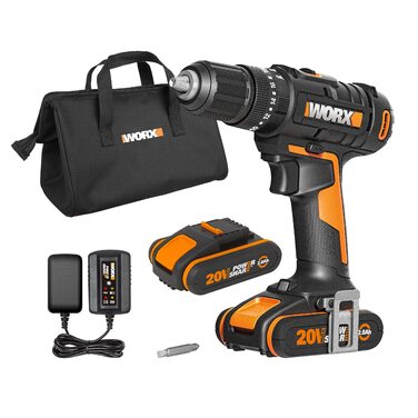WORX NITRO WX352 акумуляторний ударний дриль-шуруповерт 20V - безщітковий двигун - для шурупування, свердління та ударного свердління - 60Nm - 2-швидкісне редуктор - з LED-підсвіткою - комплект з 2x20V 2Ah акумуляторами та 2A швидким зарядним пристроєм