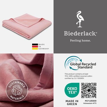 Biederlack Плюшева плед-ковдра Pure Cotton, 100% бавовна, рожева, 150x200 см, екологічна, вироблено в Німеччині