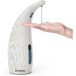 Greatmay Automatic Soap Dispenser - Touchless, Battery Operated, 300ml - Adjustable Settings, IPX6 Waterproof for Bathroom, Kitchen