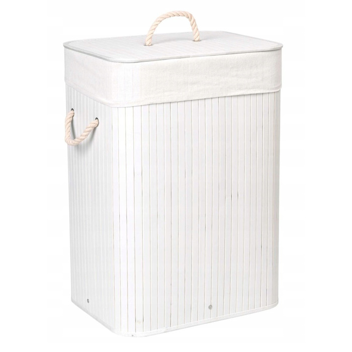 Кошик для білизни та одягу з кришкою, 80 л, 1 секція, білий