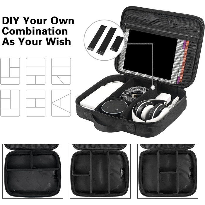 MATEIN Cable Organizer Bag, Large Cable Bag Organizer Tech Pouch, Water-Resistant Electronics Bag Cable Organizer Travel Bag for IPAD, Charger, Power Bank, Black