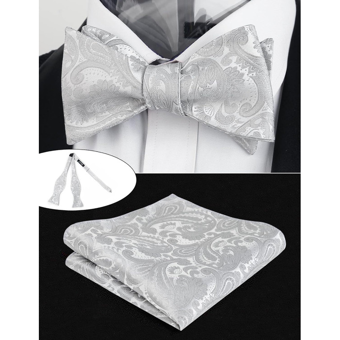 Самошийна краватка Alizeal з нагрудником та хустинкою, турецький стиль, колір - блакитний (3XL, срібло)