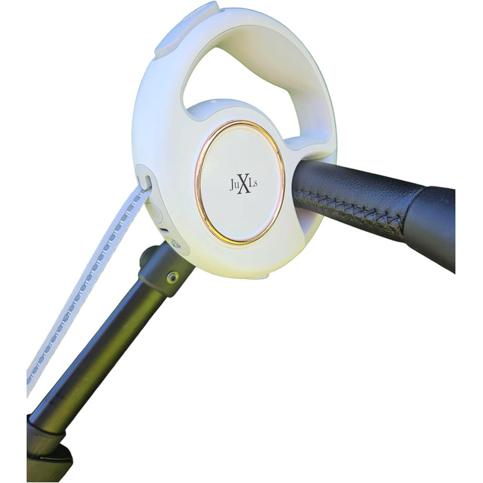 Леєчка для собак з LED-підсвічуванням, 3м, тримач для відходів, світловідбивачі, білий/рожевий, до 10кг