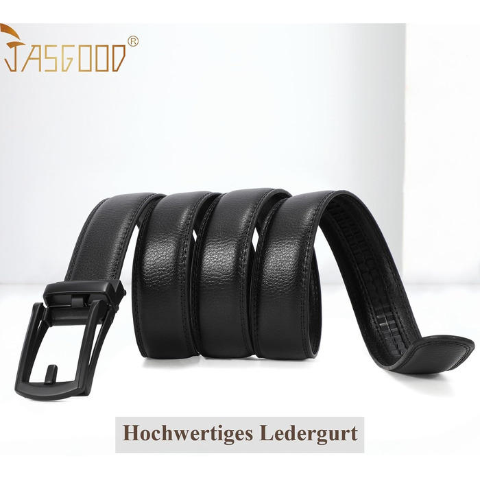 Чоловічий шкіряний ремінь JasGood з автоматичною пряжкою, 33 мм, для костюма, офісний, повсякденний (чорний, 115 см, обхват талії 85-100 см)
