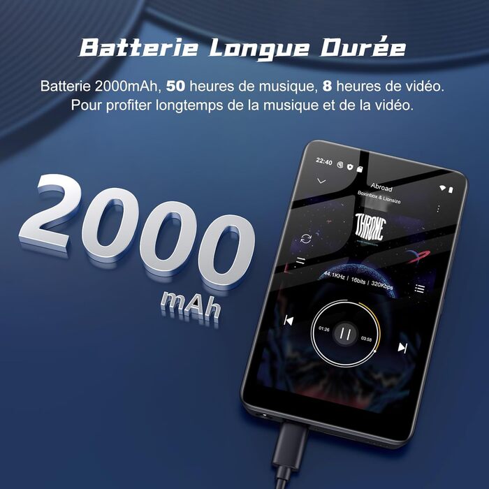 MP3 плеєр 160GB з Bluetooth, Wi-Fi, Android 13.0 та Spotify - чорний