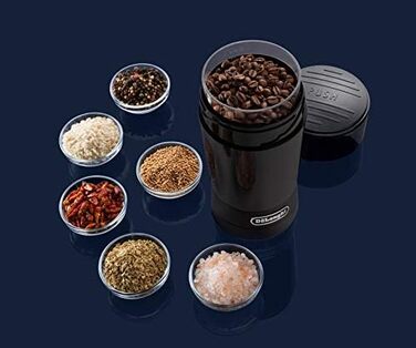 Електрична кавомолка De'Longhi KG200 з лезом, нержавіюча сталь, чорна