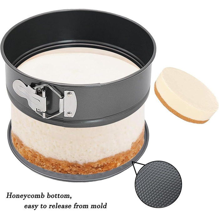 Форма для випічки SUJIBHI 20 см, вуглецева сталь з антипригарним покриттям, знімний дно, для чізкейків, брауні, тортів та випічки (1 шт.)