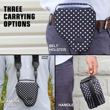 Чохол для DSLR камери USA Gear з жорсткою оболонкою, захистом Eva, швидким доступом, м'яким інтер'єром та гумовим грифом (колір коричневий, веганський) (чорний)