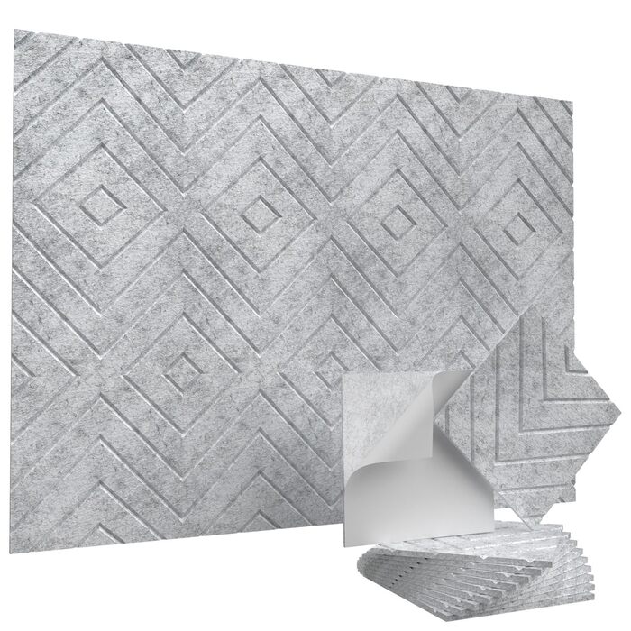 Самоклеючі акустичні панелі Vieshful 30x30x1 см, звукопоглинаючі панелі для стін та стелі (10 шт, сірі) для студії, офісу та спальні