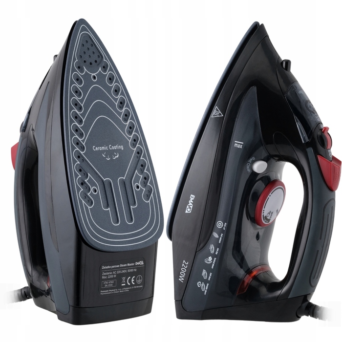 Парова праска Emavo з керамічною підошвою, 2200 Вт, Anti-Drip, Anti-Calc, 280 мл