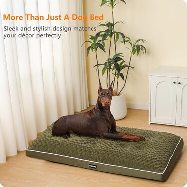 Ортопедичне ліжко для собак, килимок для собак з двоярусною конструкцією, миється, знімний кошик, 90 см для собак маленьких та середніх порід (120 x 74 x 12 см, оливковий)
