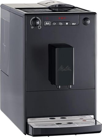 Melitta Solo - Fully automatic coffee machine with adjustable spout, small coffee machine with removable water tank, suitable for e.g. espresso or café crème, pure black Pure Black Single
