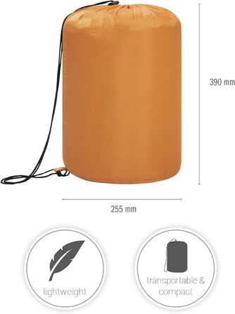 Paco Home Sleeping Bag - Outdoor, Washable, Breathable for Adults & Kids - Camping & Travel - Summer/Winter (Orange, 220x70x4cm)