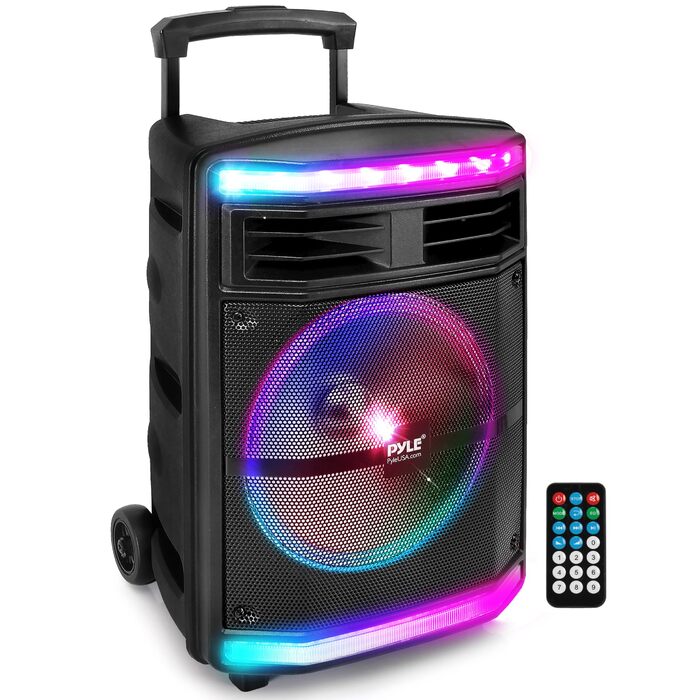 Pyle Partybox 600W: Портативна Bluetooth колонка з LED підсвіткою, мікрофоном для караоке, USB/SD/MP3, для вечірок та заходів