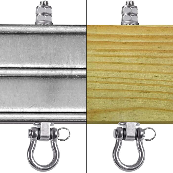 Dolibest 4 Pack Swivel Hangers for Wooden Beams, Hammock Attachment M10 Heavy-Duty Hanging Chair Suspension Concrete Ceiling 175mm Stainless Steel Swivel Punching Bag Deck Bracket Eye Bolts for Screwing, Up to 680kg