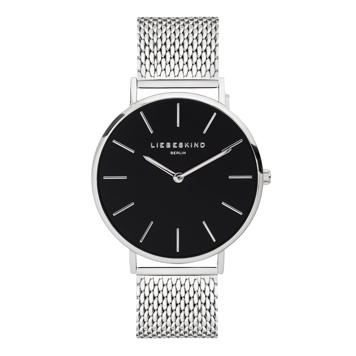 Годинник Liebeskind Berlin для жінок – 38 мм, круглий корпус – кварцовий годинник з сітчатим ремінцем – 5ATM водостійкий – для щоденного використання & стильний, сріблястий / чорний