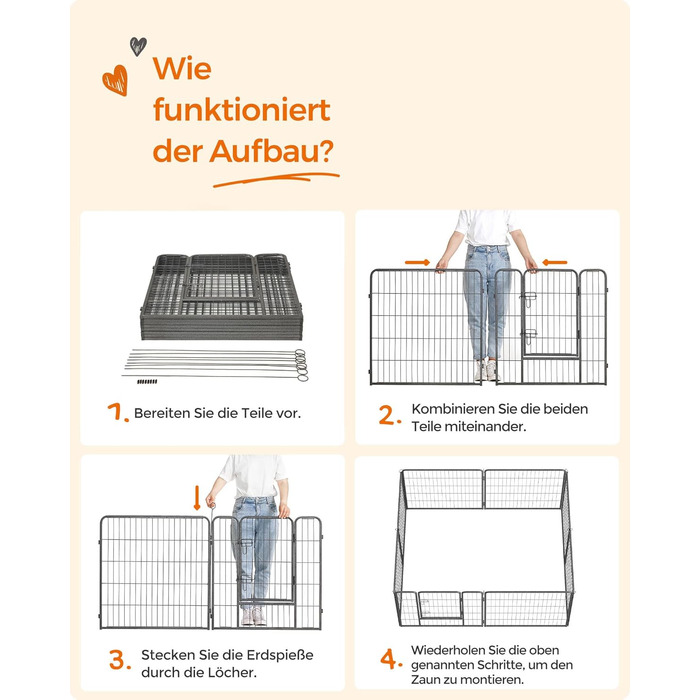 Вольєр для тварин Feandrea Freilaufgege XL (77x80 см), сірий, збірний, для великих тварин, 8 панелей