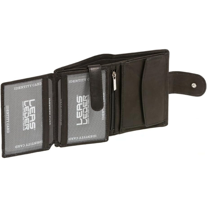 LEAS Women's and Men's Exchange with Outer Strap in Portrait Format, Genuine Leather, Black Special Edition