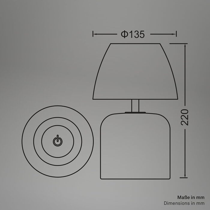 LED настільна лампа BRILONER бездротова IP44 з сенсором, диммуванням, керамічним цоколем, для дому та саду, 13,5x22 см, Бежева