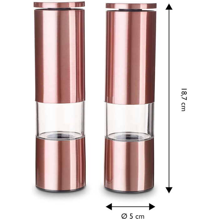 Набір з 2 мельниць для спецій Echtwerk: сіль та перець з нержавіючої сталі, ручний млин, керамічний механізм, мідна серія