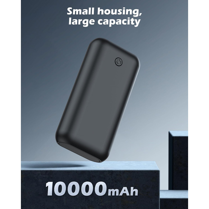 Powerbank 10000mAh Mini: Компактний зовнішній акумулятор для зарядки телефону. Micro USB + USB-C