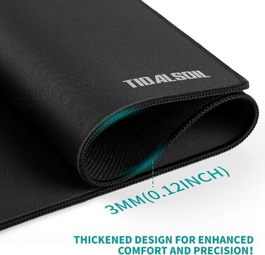 Килимок для миші геймерський XXL 900x400 мм, чорний, з гумовою основою - килимок для ігор та офісу, довговічний, з бортиком