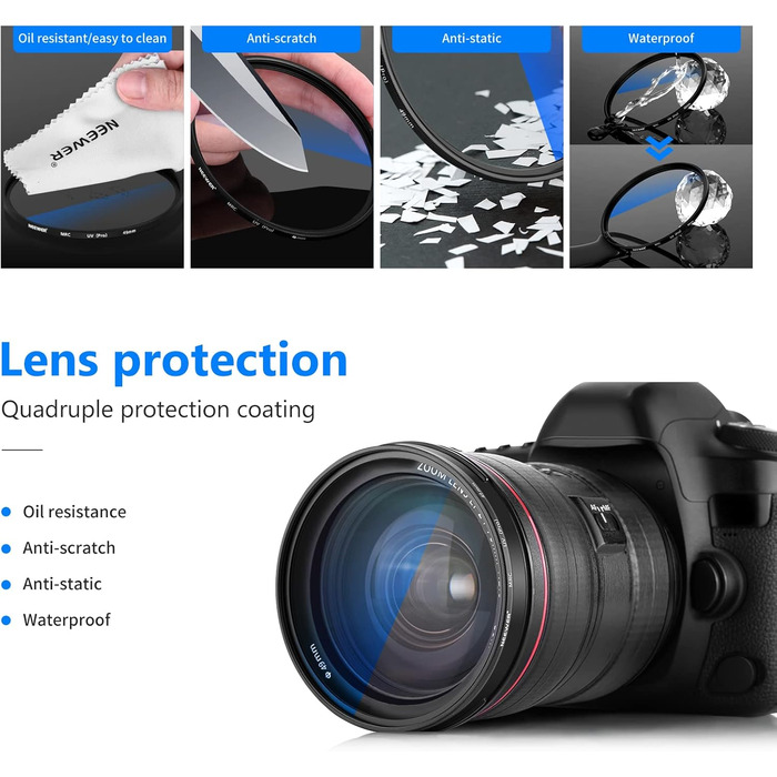 Фільтр NEEWER MRC UV 49mm - Захисний фільтр з багатошаровим покриттям, водонепроникний та стійкий до подряпин