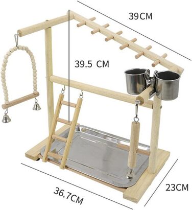 Bird Playground, budgie toys, bird stand, bird gym, bird accessories, playground, ladder, exercise pen with feeder cups, tray, swing for parakeets, canaries, finches, etc. #9