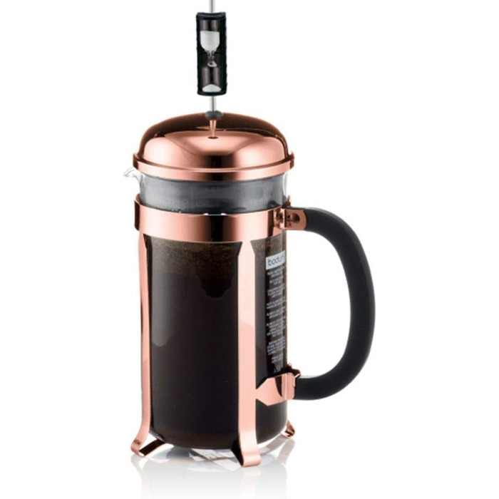 Френч-прес Bodum Chambord 1 л, мідний, набір із 6 склянок Pavina з подвійними стінками