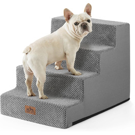 Сходинка для собак COZY KISS, 5 сходинок, 60 см, сіра. Підходить для маленьких собак та котів, знімний чохол, 60x45x45 см