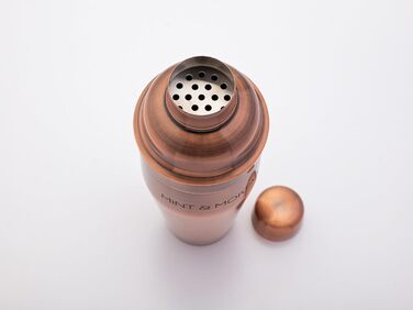 Набір для коктейлів Mint&Mortar 7 предметів з бамбуковим підставкою, з нержавіючої сталі, міксологія, барменський набір з барними інструментами для дому та професійного використання, ідеальний для Мартіні/Маргарити, 680 мл, міксер (Чорний) (Шліфоване мідь