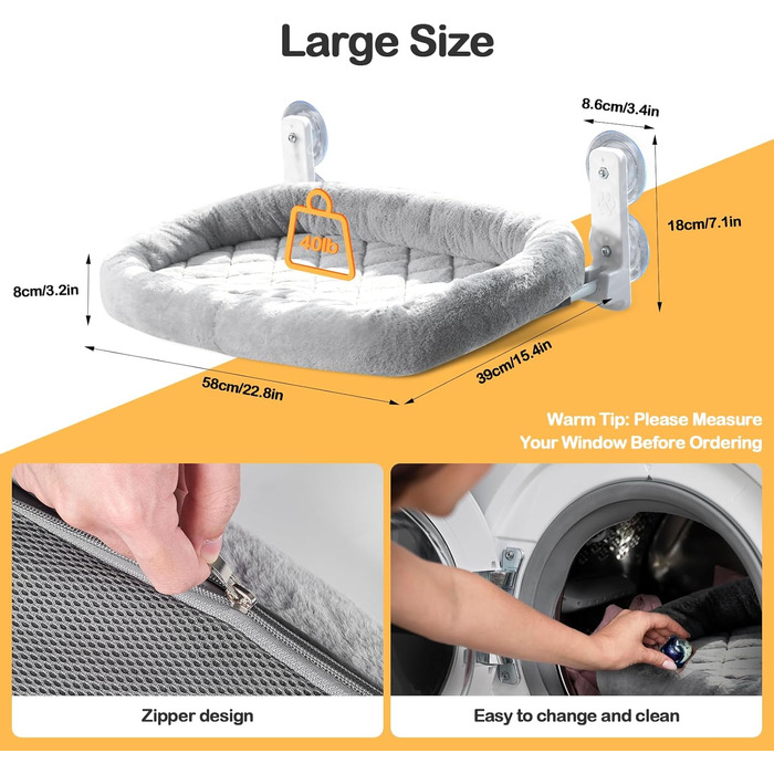 Кішка ліжко на стіл Odoland - 360° обертання та регулювання висоти, м'яка гамак для котів з 2 знімними чохлами, місце для сну для дому/офісу - підходить для цілорічного використання (сірий), для лежання на підвіконі