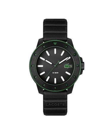 Годинник Lacoste 12.12 Scuba чоловічий кварцовий з силіконовим ремінцем (чорний)