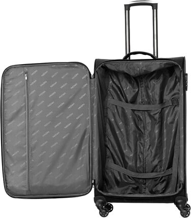 Чемодан NOWI Korfu Weichschaen Troey – середній, тканинний, 50 літрів, 4 колеса та кишеня | Легкий дорожній чемодан для жінок та чоловіків (XL, чорний)