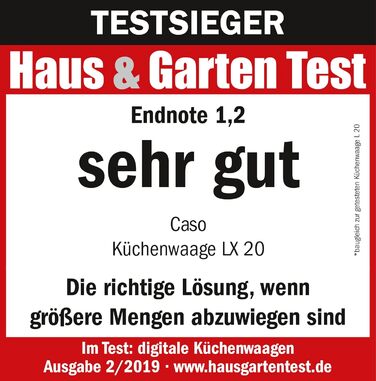 CASO Kinetic Kitchen Scale - LX 20 - Battery-Free, 5kg Capacity, 1g Increments - Testsieger