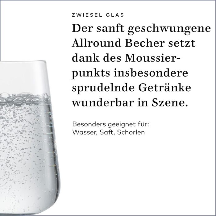 Набір універсальних келихів Zwiesel Glas Vervino 4 шт, тритан-кристал, з мос'єрною точкою, для напоїв, вироблено в Німеччині