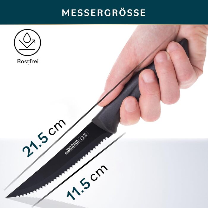 Home Hero Professional Stainless Steel Kitchen Knife Set (8-Piece Steak Knife Set - Black)