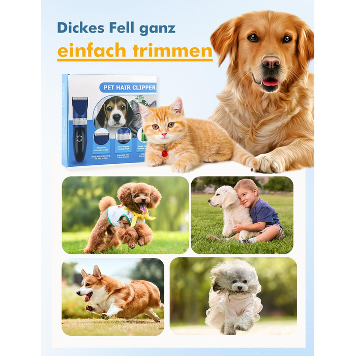Професійна машинка для стрижки собак та котів Leise, набір, IPX7, для довгої шерсті, електрична