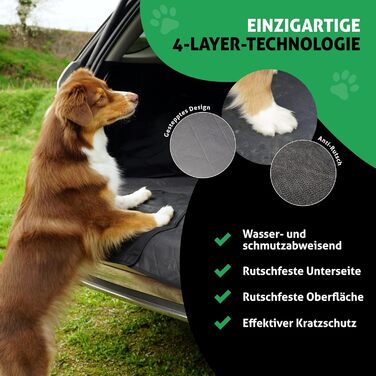 Захист для багажника авто для собак [надміцний клямка] - килимок для багажника, ковдра для собак, SUV, Kombi, Kleinwagen - захист від вологи та бруду - безпечна перевозка собак, стандартний чорний колір