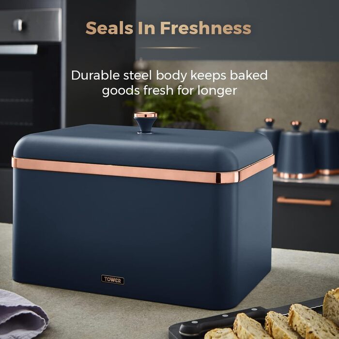 Cavaletto Brotkasten-Aufbewahrung T826130BLK: Набір для зберігання хліба, карбонова сталь, знімний кришка, 23 x 35 x 24 см, Midnight Blue